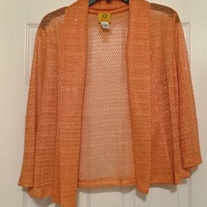 Ruby Rd. Vibrant Orange Open-Front Cardigan
